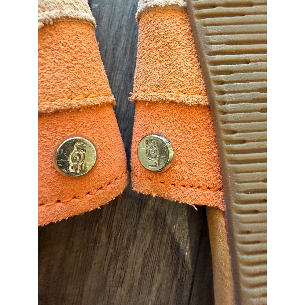 UGG Multicolor Suede Slide Sandals - Tan, Orange, Blue - Picture 3 of 12